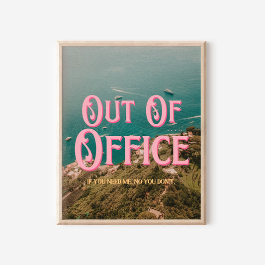 Out of Office Art Print | California Ocean Cliffs Travel Poster | Digital Wall Art