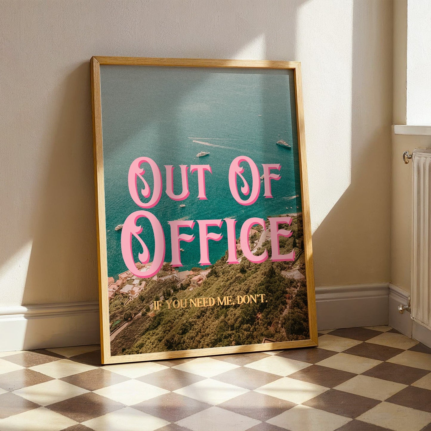 Out of Office Art Print | California Ocean Cliffs Travel Poster | Digital Wall Art