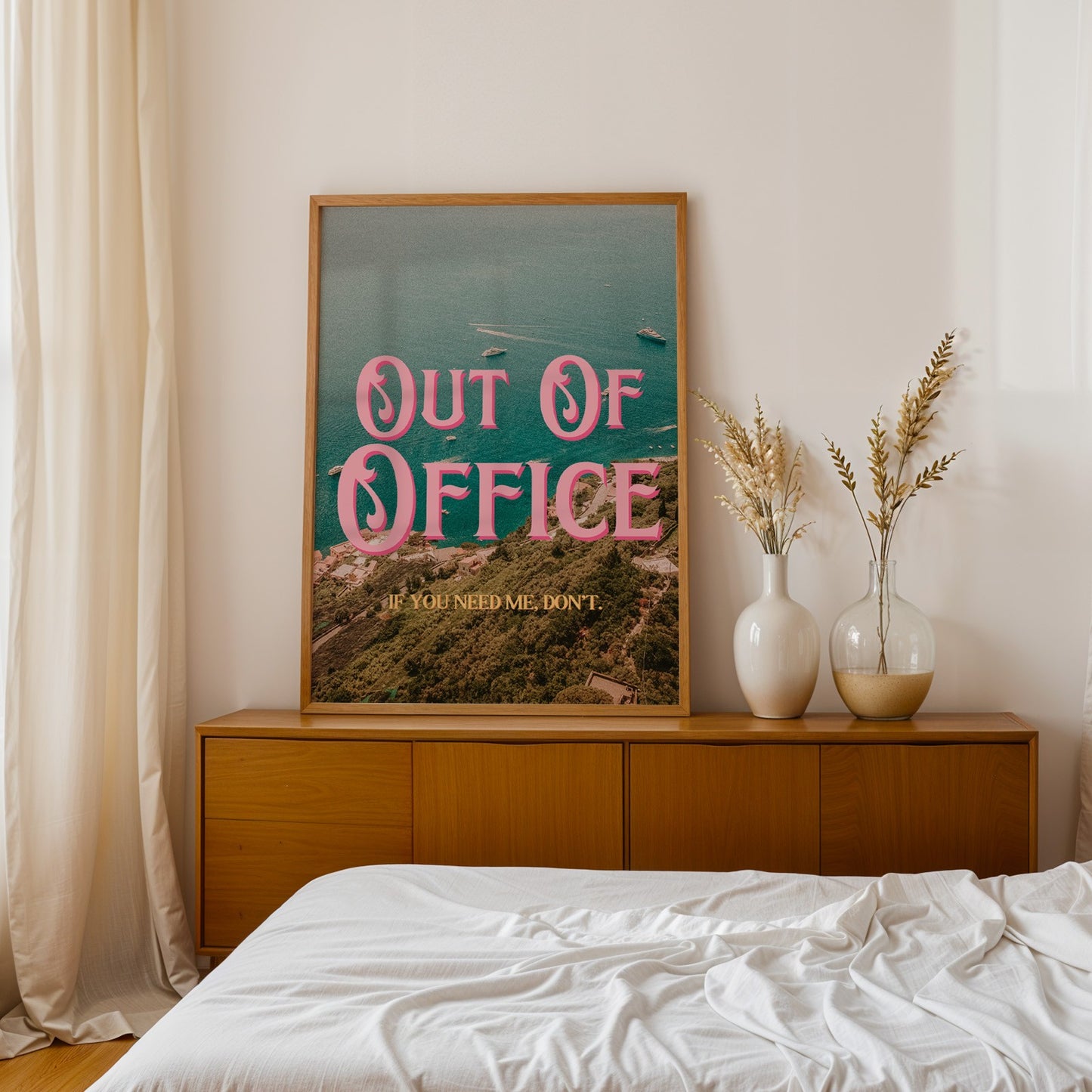 Out of Office Art Print | California Ocean Cliffs Travel Poster | Digital Wall Art