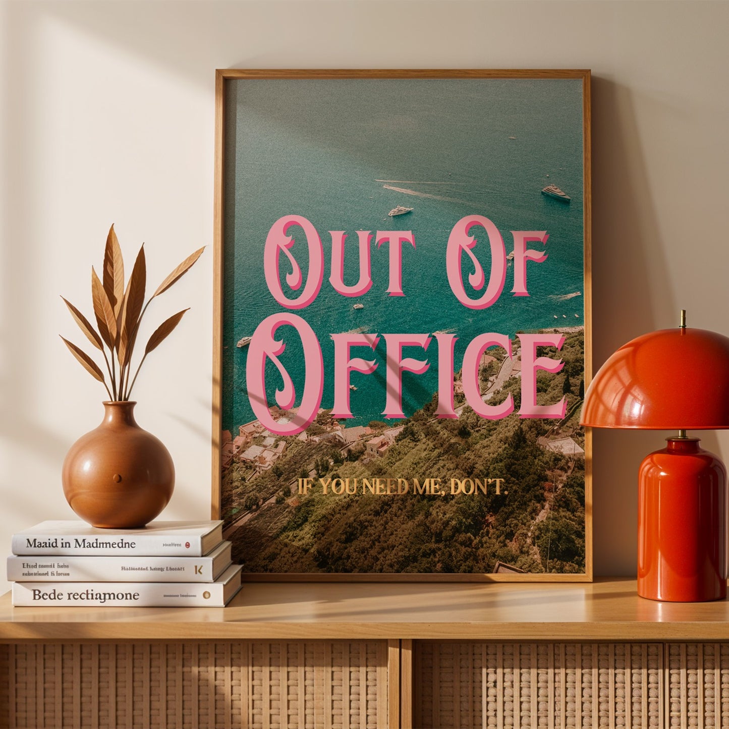 Out of Office Art Print | California Ocean Cliffs Travel Poster | Digital Wall Art