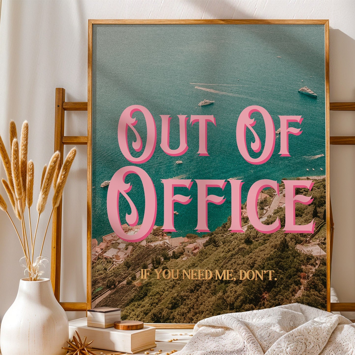 Out of Office Art Print | California Ocean Cliffs Travel Poster | Digital Wall Art