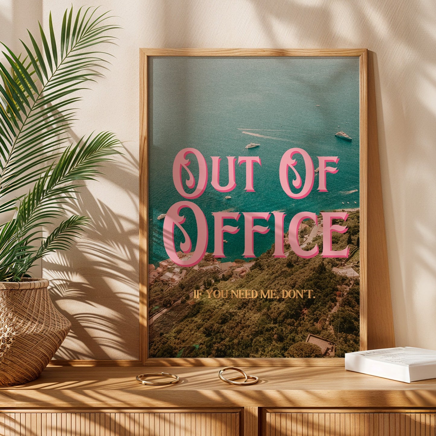 Out of Office Art Print | California Ocean Cliffs Travel Poster | Digital Wall Art