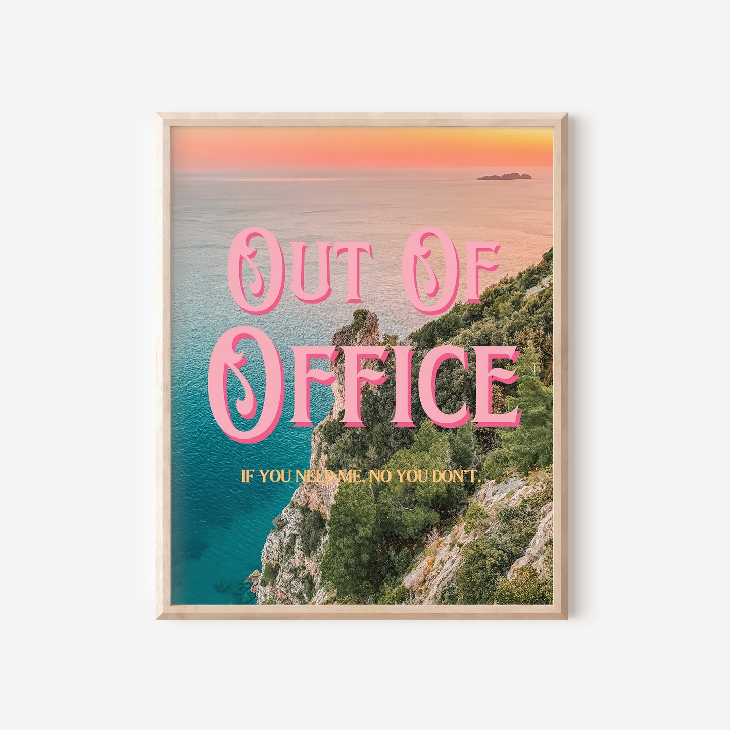 Out of Office Art Print | California Ocean Cliffs Travel Poster | Digital Wall Art
