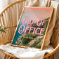 Out of Office Art Print | California Ocean Cliffs Travel Poster | Digital Wall Art