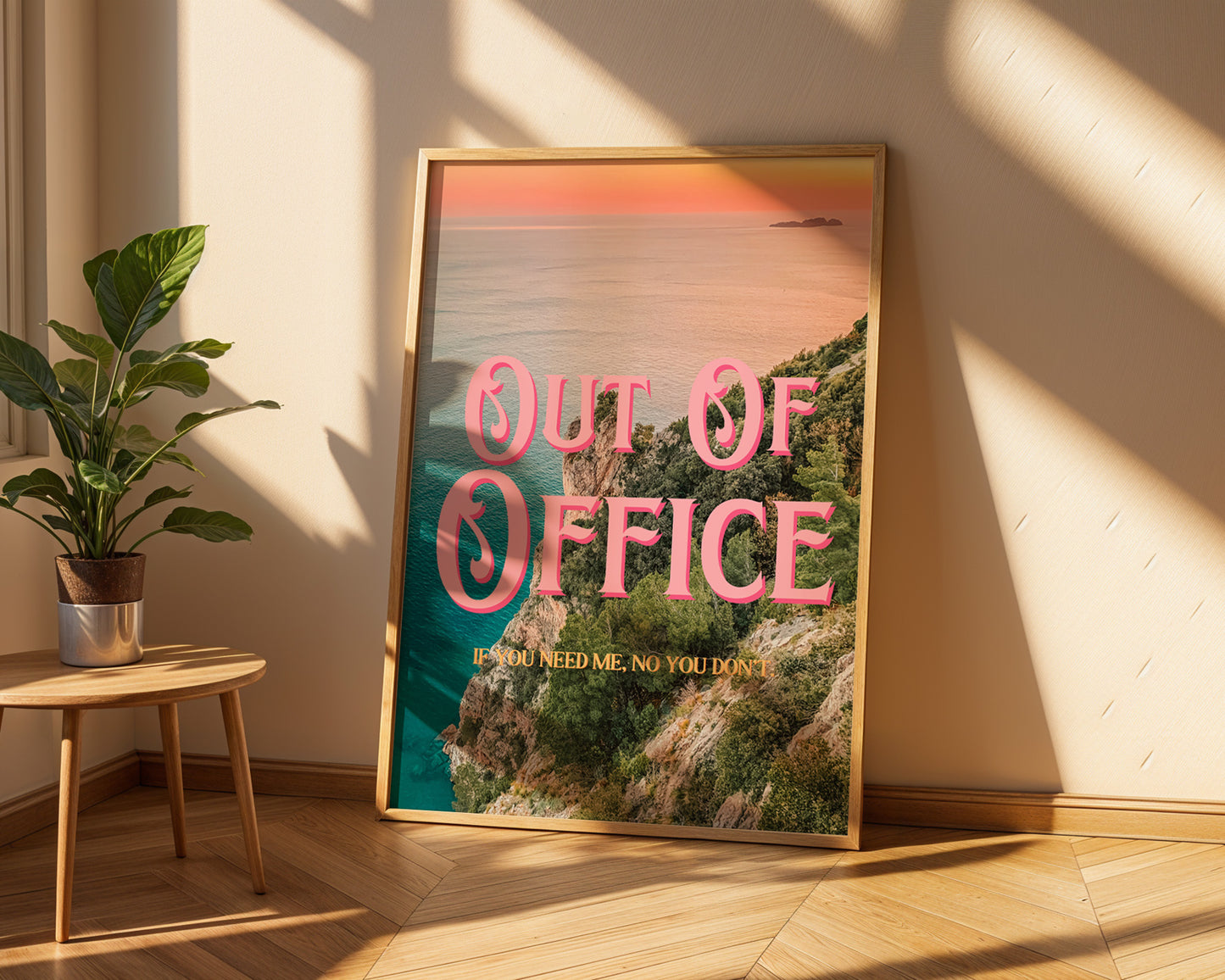 Out of Office Art Print | California Ocean Cliffs Travel Poster | Digital Wall Art