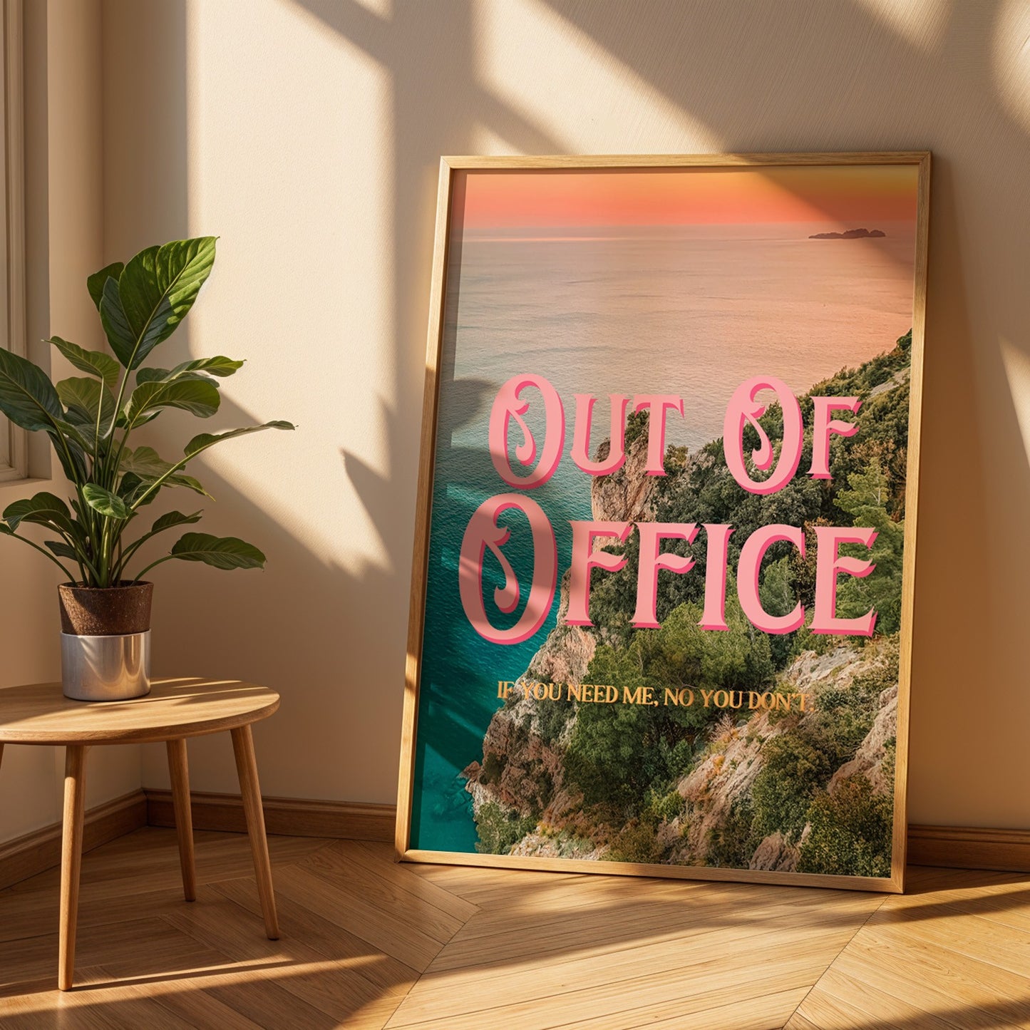 Out of Office Art Print | California Ocean Cliffs Travel Poster | Digital Wall Art
