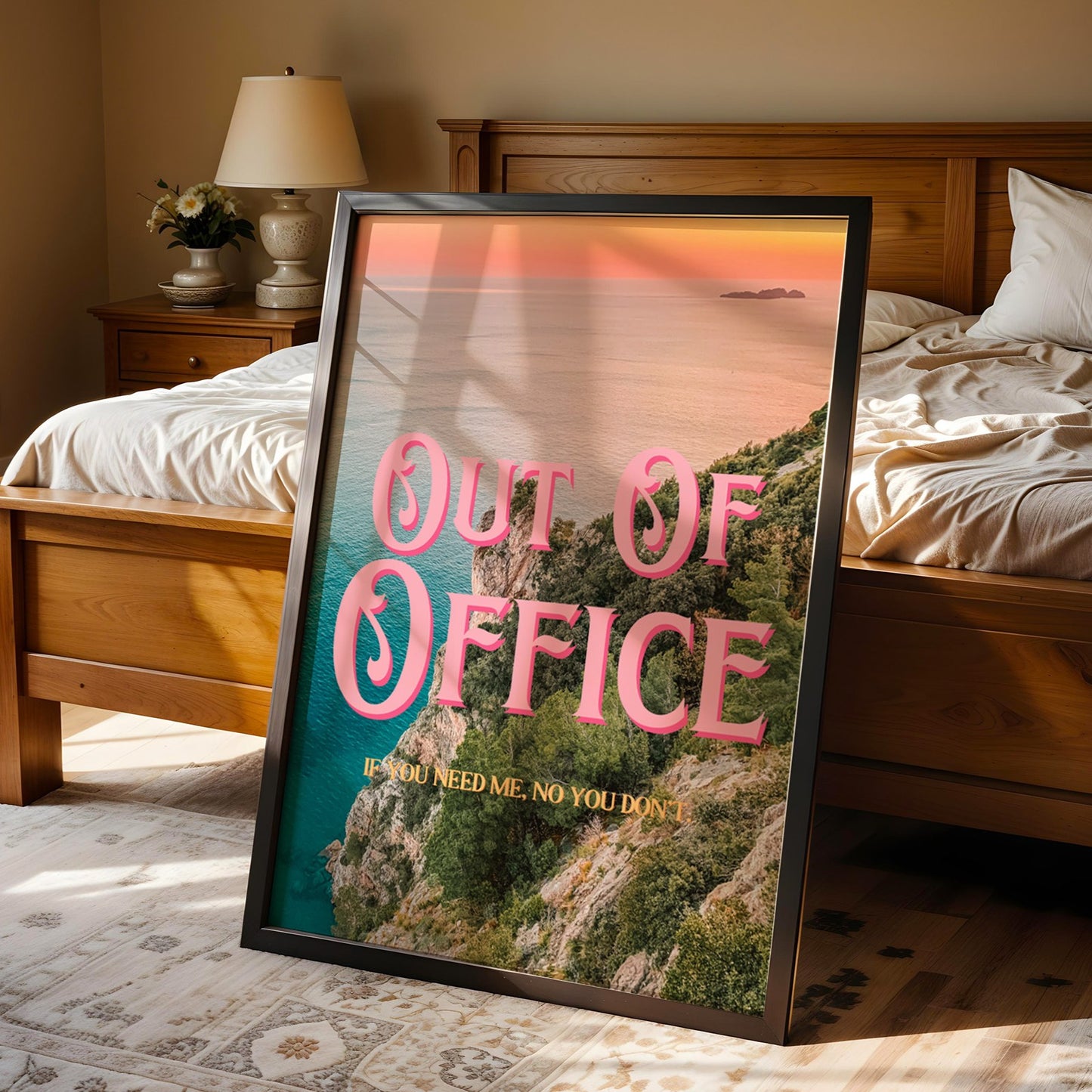 Out of Office Art Print | California Ocean Cliffs Travel Poster | Digital Wall Art