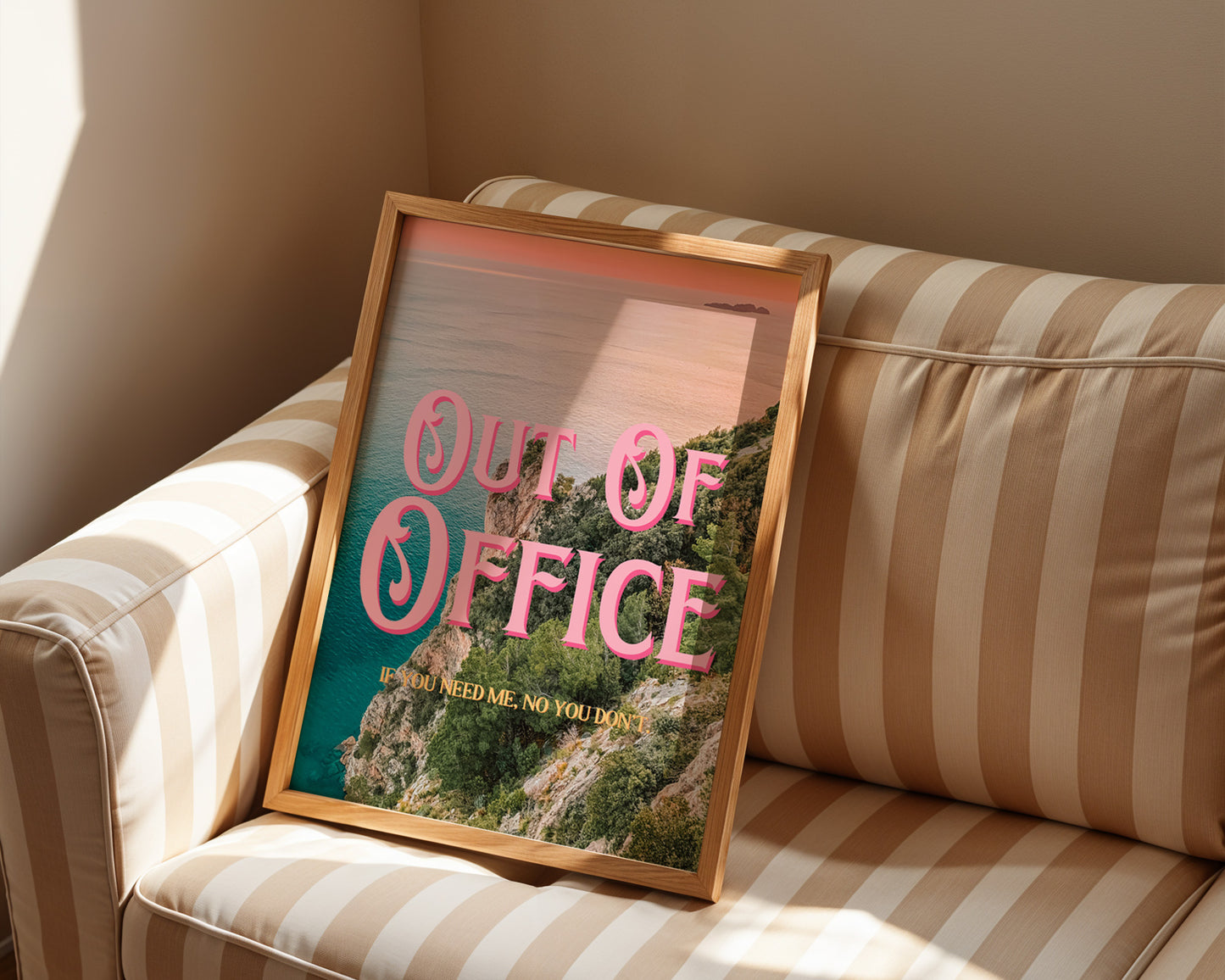Out of Office Art Print | California Ocean Cliffs Travel Poster | Digital Wall Art