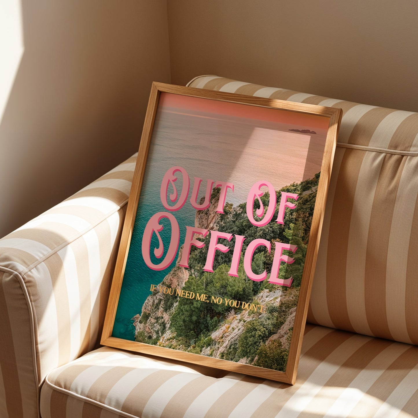 Out of Office Art Print | California Ocean Cliffs Travel Poster | Digital Wall Art
