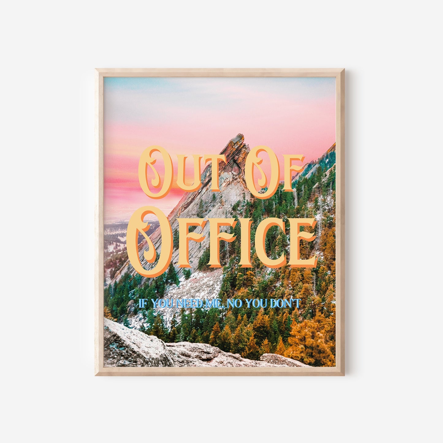 Out of Office Wall Print | Colorful Colorado Mountain | Mountain Landscape Art Poster | Digital Wall Art