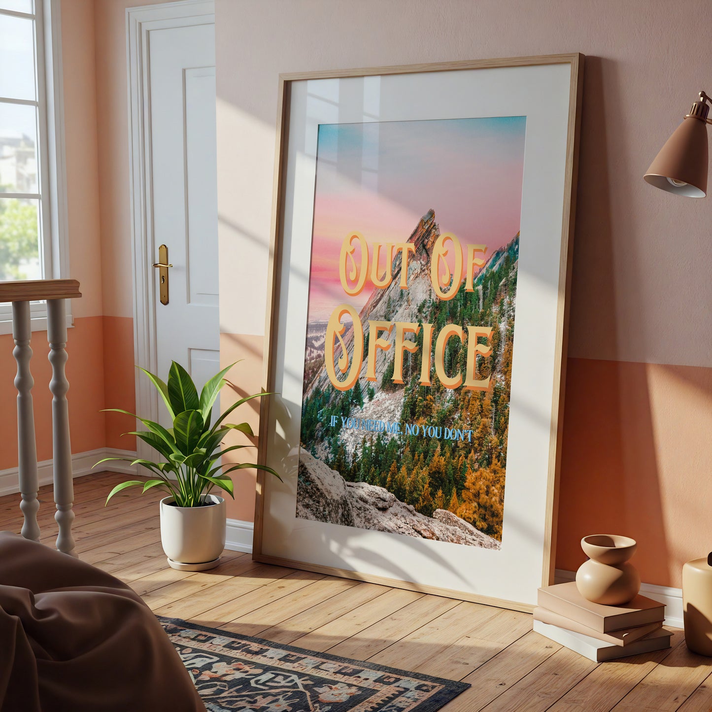Out of Office Wall Print | Colorful Colorado Mountain | Mountain Landscape Art Poster | Digital Wall Art