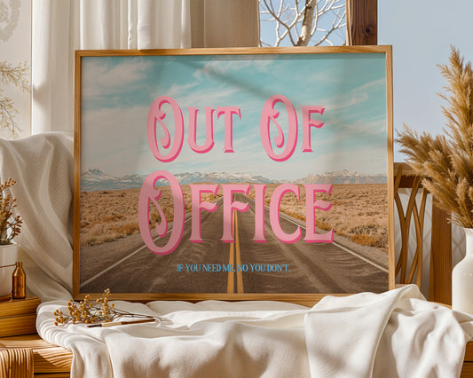 Retro Postcard Print: Out Of Office | Digital Wall Art