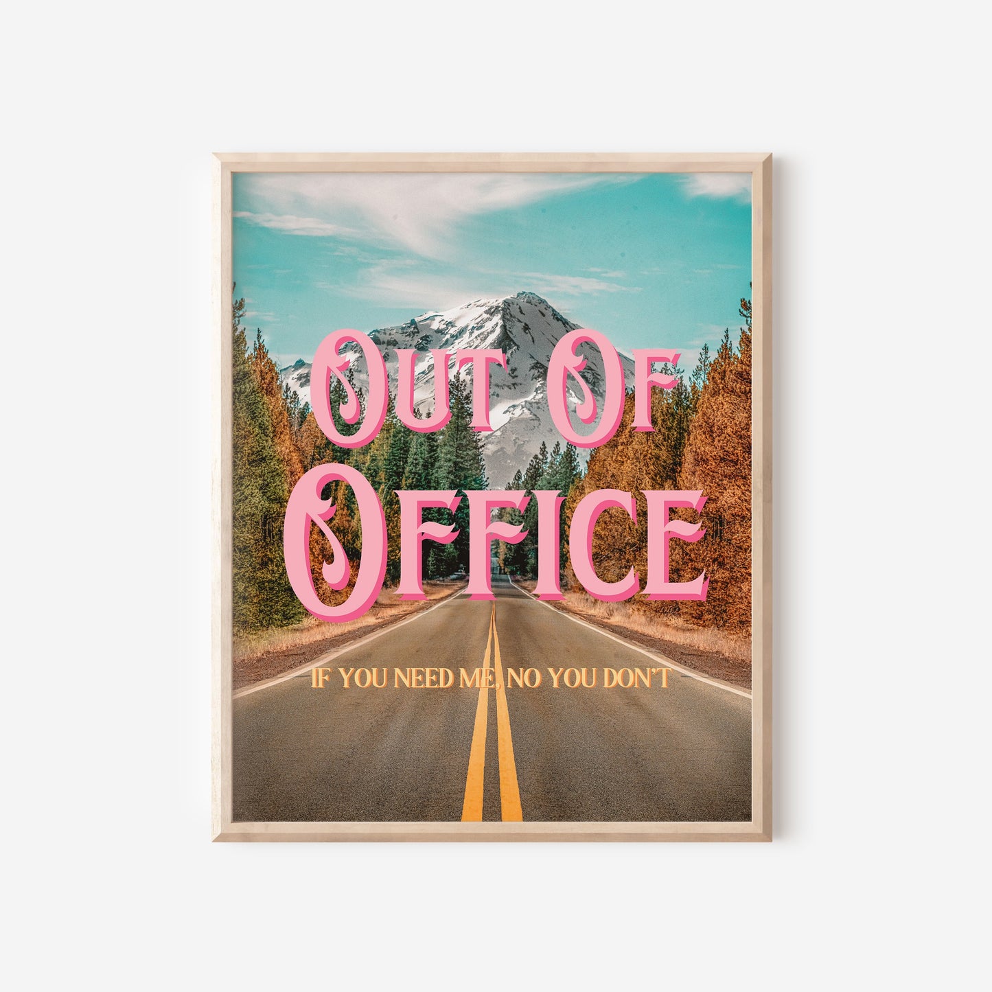 Out of Office Wall Print | Montana Mountain | Mountain Landscape Art Poster | Digital Wall Art