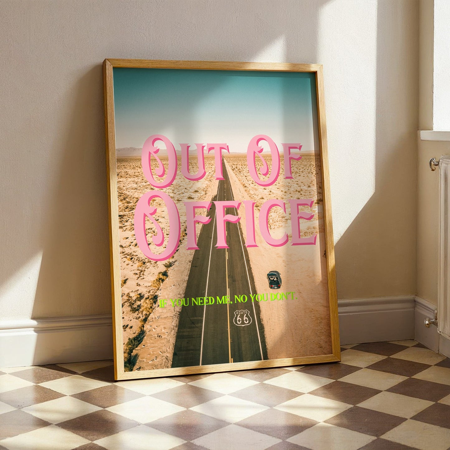 Retro Postcard Print: Out Of Office Road Trip | Digital Wall Art