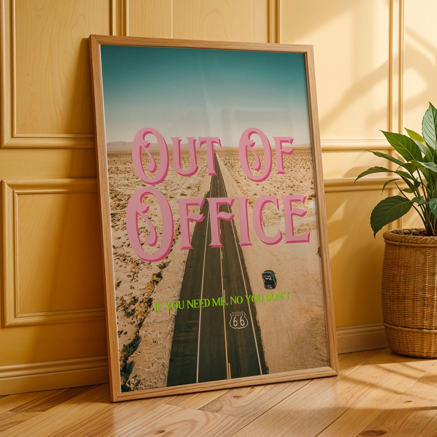 Retro Postcard Print: Out Of Office Road Trip | Digital Wall Art