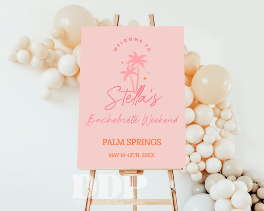 Palm Springs Bachelorette Welcome Sign | Palm Springs Before the Ring Printable Party Decor