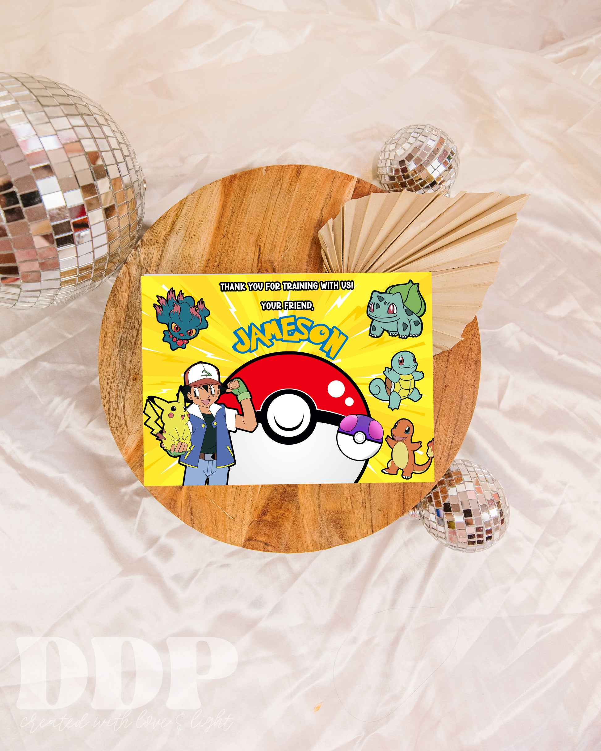 pokemon ball with gold card pikachu Pokemon Thank You Cards