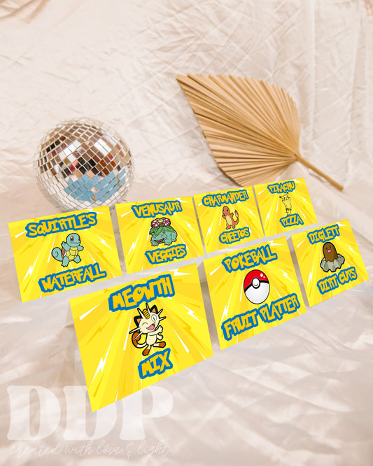 Pokemon Food Tent Label | Printable Pikachu Party Decor Buffet Cards