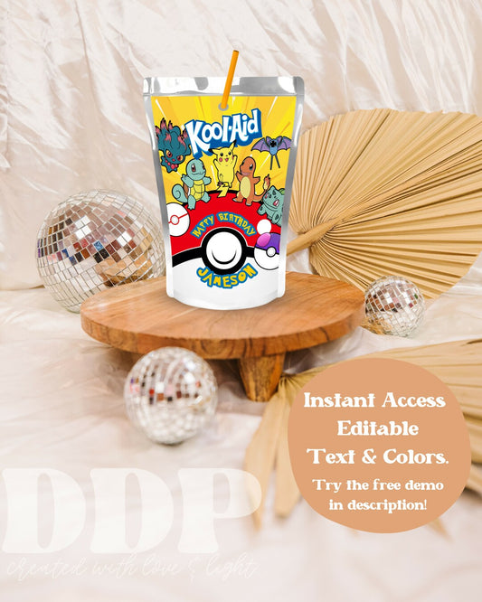 Pokemon Capri Sun Printable Juice Pouch Label