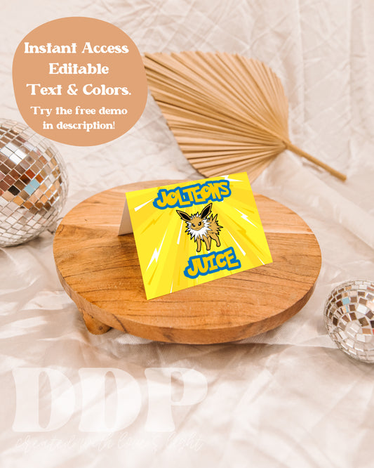 Pokemon Food Tent Label | Printable Pikachu Party Decor Buffet Cards