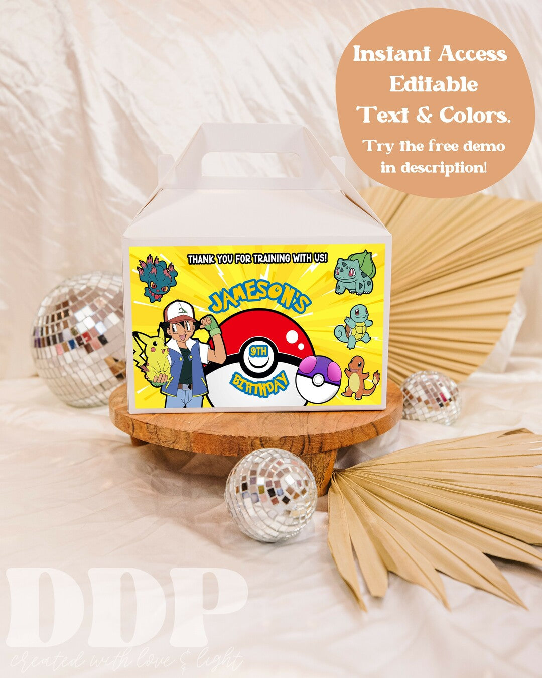 Pikachu Gable Box Label | Pokemon Printable Party Decor Treat Box Labe ...