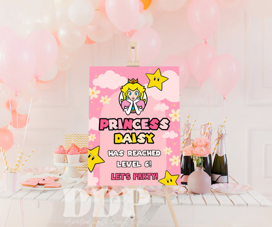 Princess Peach Themed Welcome Sign | Princess Peach Printable Party Supplies | Peach Inspired Birthday Party | Super Mario Birthday