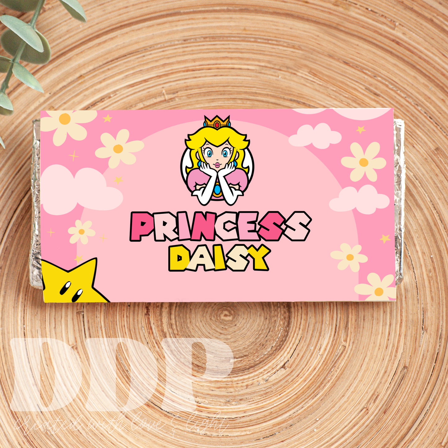 Princess Peach Chocolate Bar Label | Editable Princess Peach Party Decor | Peach Inspired Birthday Party Candy Bar Wrapper Template