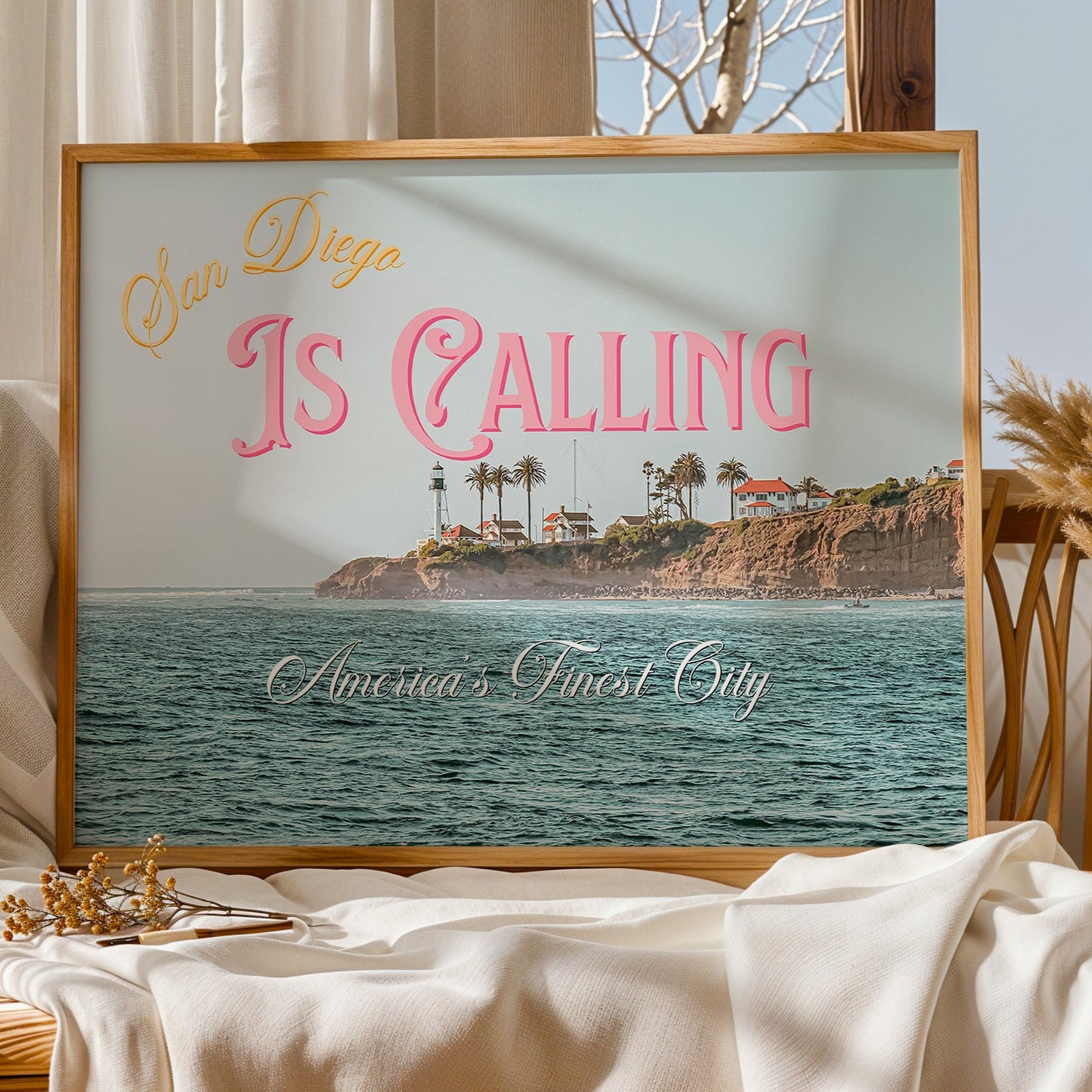 San Diego is Calling Art Print | California Travel Poster | San Diego Postcard Art | Digital Wall Art