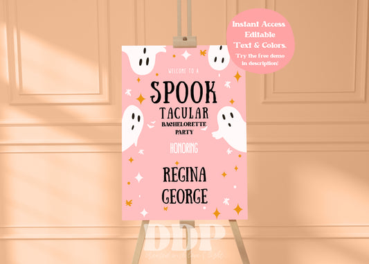 Spooky Halloween Bachelorette Weekend Welcome Sign | Bachelorette Girls Trip Printable Template