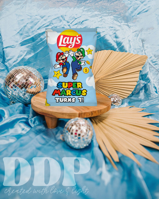 Super Mario Birthday Chips Bag Label | Super Mario Brothers Birthday Printable Party Decor