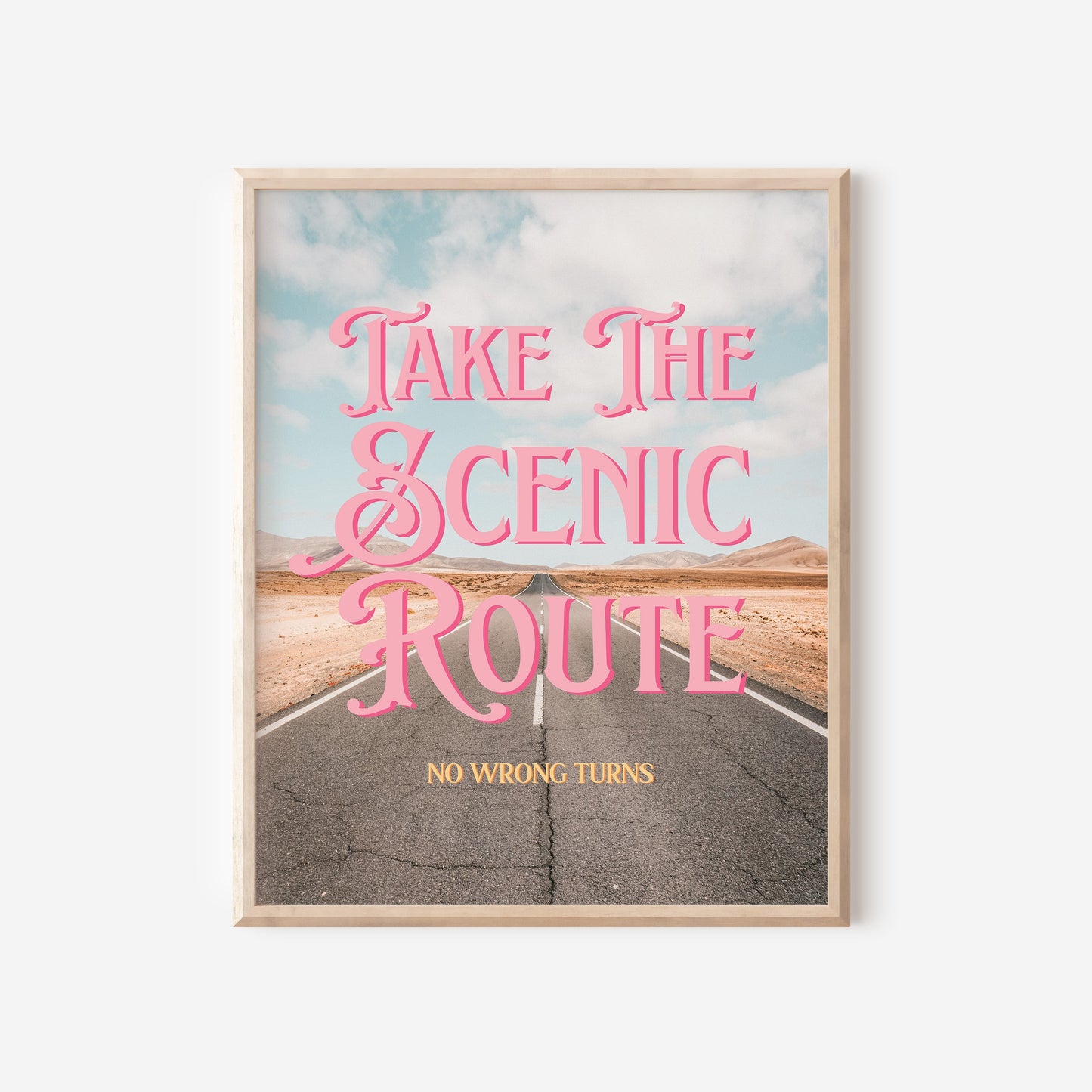Mojave Desert Printable Wall Art | Route 66 Wall Art | Take the Scenic Route Road Trip Print | Digital Wall Art