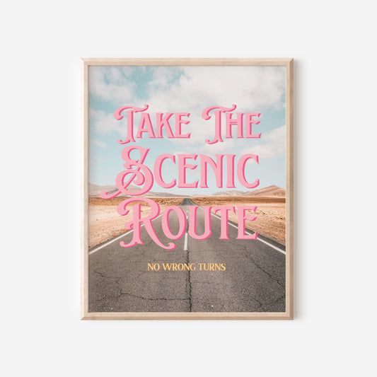 Mojave Desert Printable Wall Art | Route 66 Wall Art | Take the Scenic Route Road Trip Print | Digital Wall Art