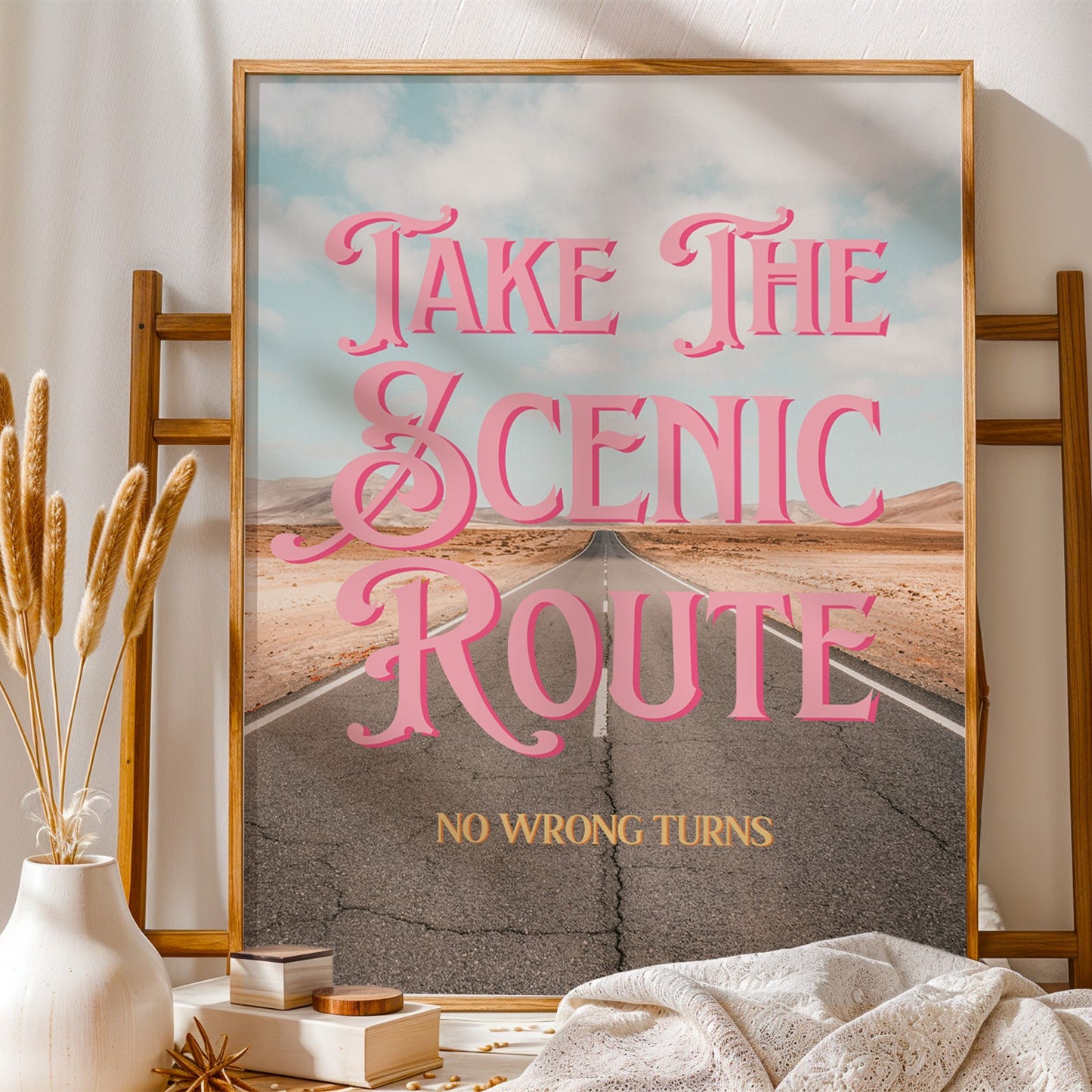 Mojave Desert Printable Wall Art | Route 66 Wall Art | Take the Scenic Route Road Trip Print | Digital Wall Art