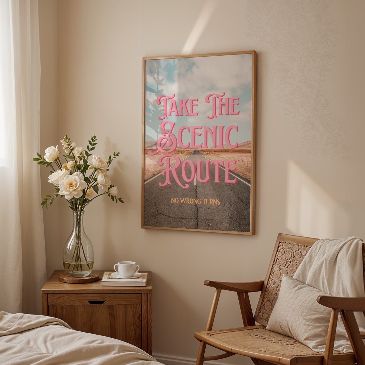 Mojave Desert Printable Wall Art | Route 66 Wall Art | Take the Scenic Route Road Trip Print | Digital Wall Art