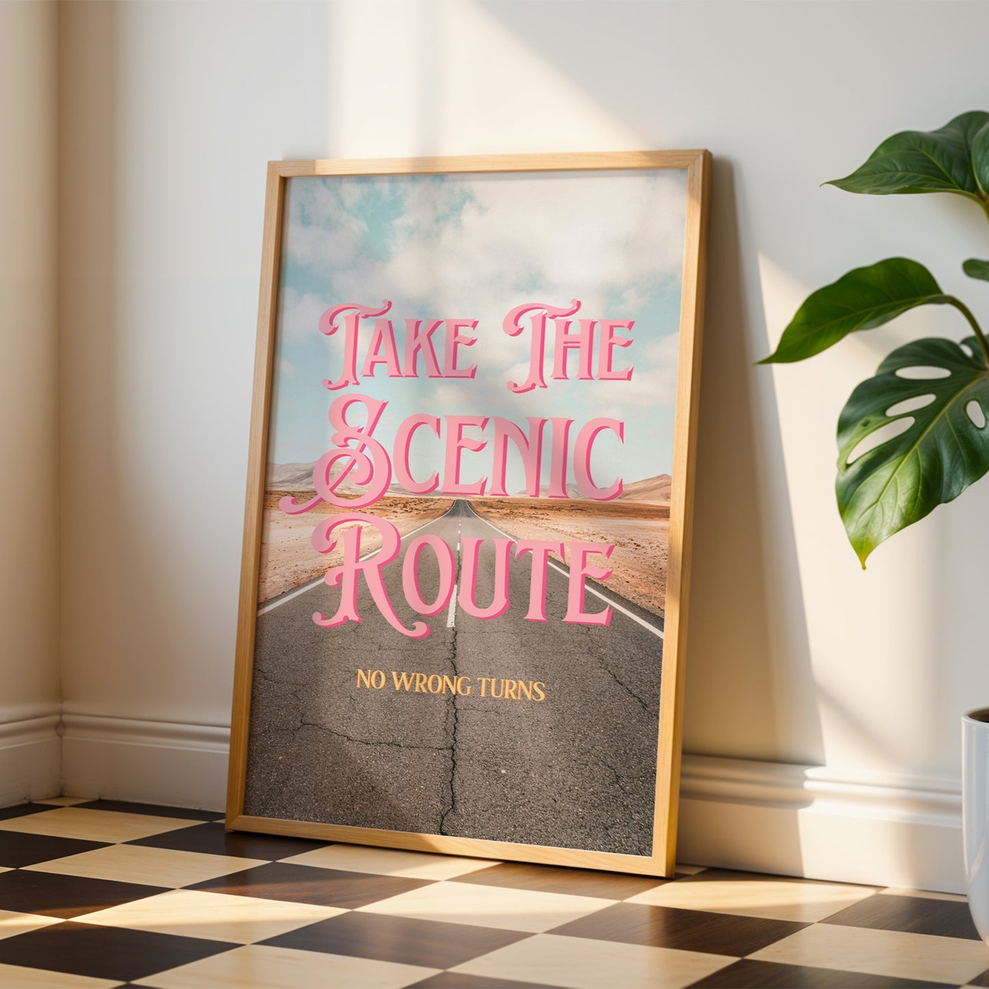 Mojave Desert Printable Wall Art | Route 66 Wall Art | Take the Scenic Route Road Trip Print | Digital Wall Art