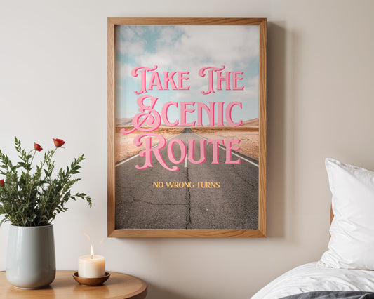 Mojave Desert Printable Wall Art | Route 66 Wall Art | Take the Scenic Route Road Trip Print | Digital Wall Art