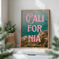 California: The Golden State Art Print | Ocean Cliffs Travel Poster | Digital Wall Art