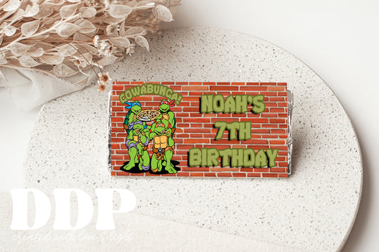 TMNT Chocolate Bar Label | Teenage Mutant Ninja Turtles Birthday Party | Kids-Themed Ninja Turtles Candy Wrapper