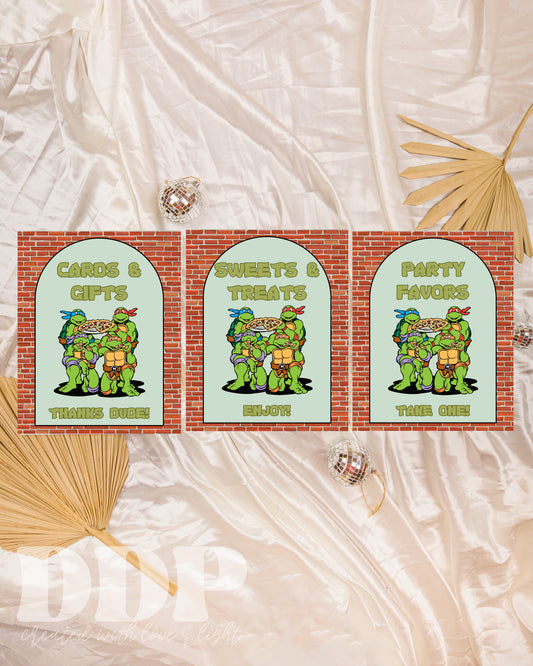 TMNT Birthday Party Table Sign | Teenage Mutant Ninja Turtles Printable Party Decor | Kids-Themed Ninja Turtles Birthday Sign