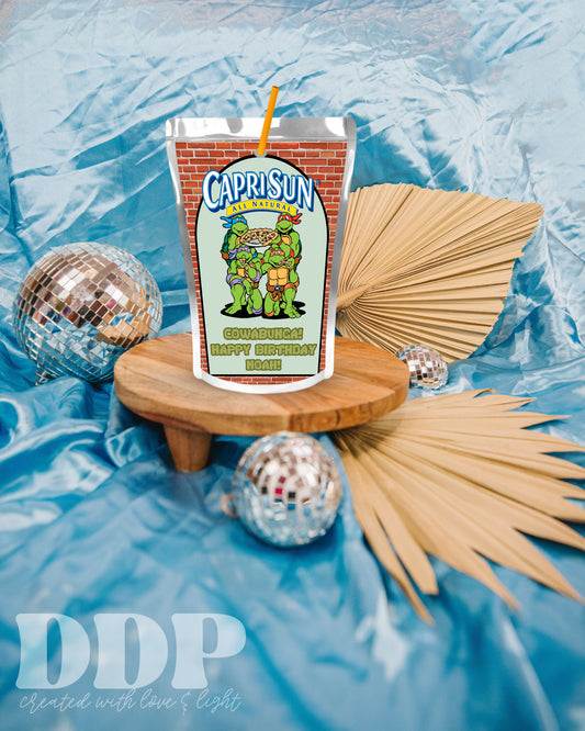 TMNT Birthday Juice Pouch Label | Teenage Mutant Ninja Turtles Printable Party Decor | Kids-Themed Ninja Turtles Drink Label