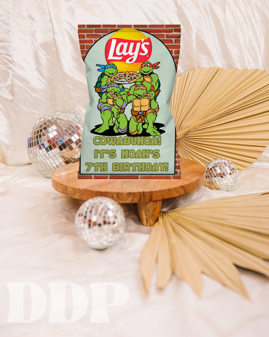 TMNT Chips Bag Label | Teenage Mutant Ninja Turtles Printable Party Decor | Kids-Themed Ninja Turtles Treat Bag Label