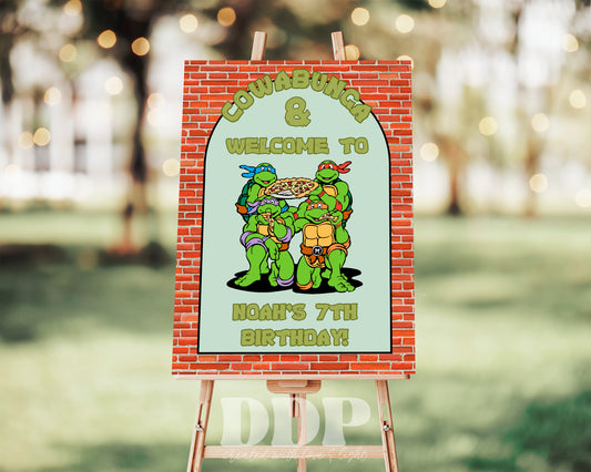 TMNT Birthday Welcome Sign | Teenage Mutant Ninja Turtles Printable Party Decor | Kids-Themed Ninja Turtles Birthday