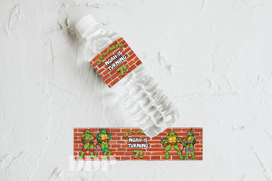 TMNT Water Bottle Label | Teenage Mutant Ninja Turtles Printable Party Decor | Kids-Themed Ninja Turtles Party Theme