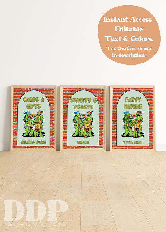 TMNT Birthday Party Table Sign | Teenage Mutant Ninja Turtles Printable Party Decor | Kids-Themed Ninja Turtles Birthday Sign