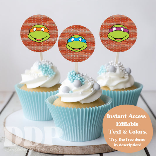 TMNT Cupcake Topper | Ninja Turtles Cupcake Topper | Teenage Mutant Ninja Turtles Printable Party Decor