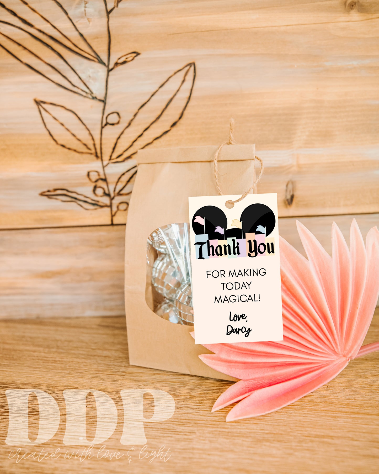 Disneyland Inspired Birthday Favor Tag | Vintage Disneyland Birthday Party Editable Thank You Tag Template