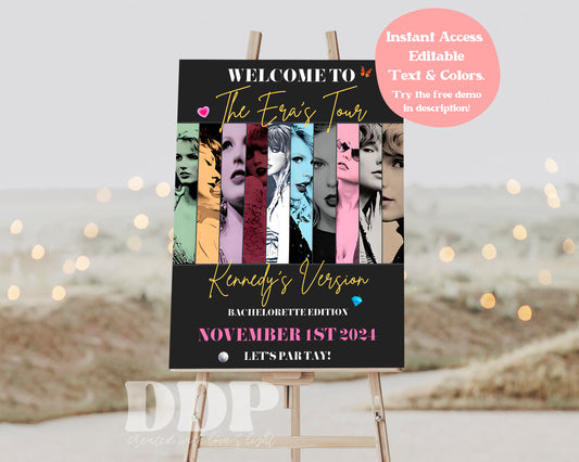 Eras Tour Welcome Sign | Swiftie Eras Birthday Printable Party Supplies