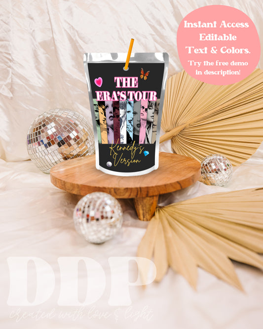 Eras Tour In Her Birthday Era Juice Pouch Label | Swiftie Printable Party Decor