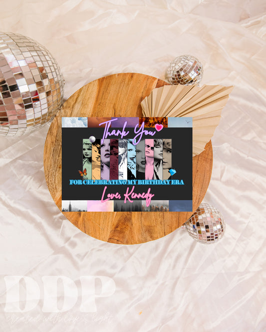 Eras Tour In Her Birthday Era Thank You Card | Swiftie Printable Party Decor