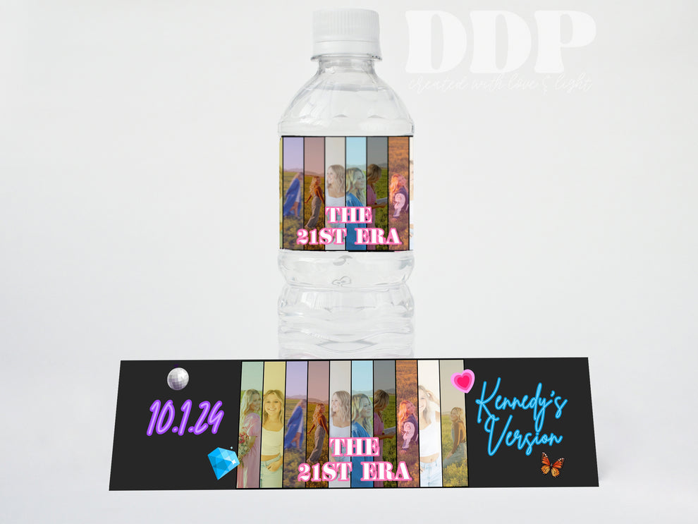 Eras Tour In Her Birthday Era Water Bottle Label | Swiftie Editable Wa ...